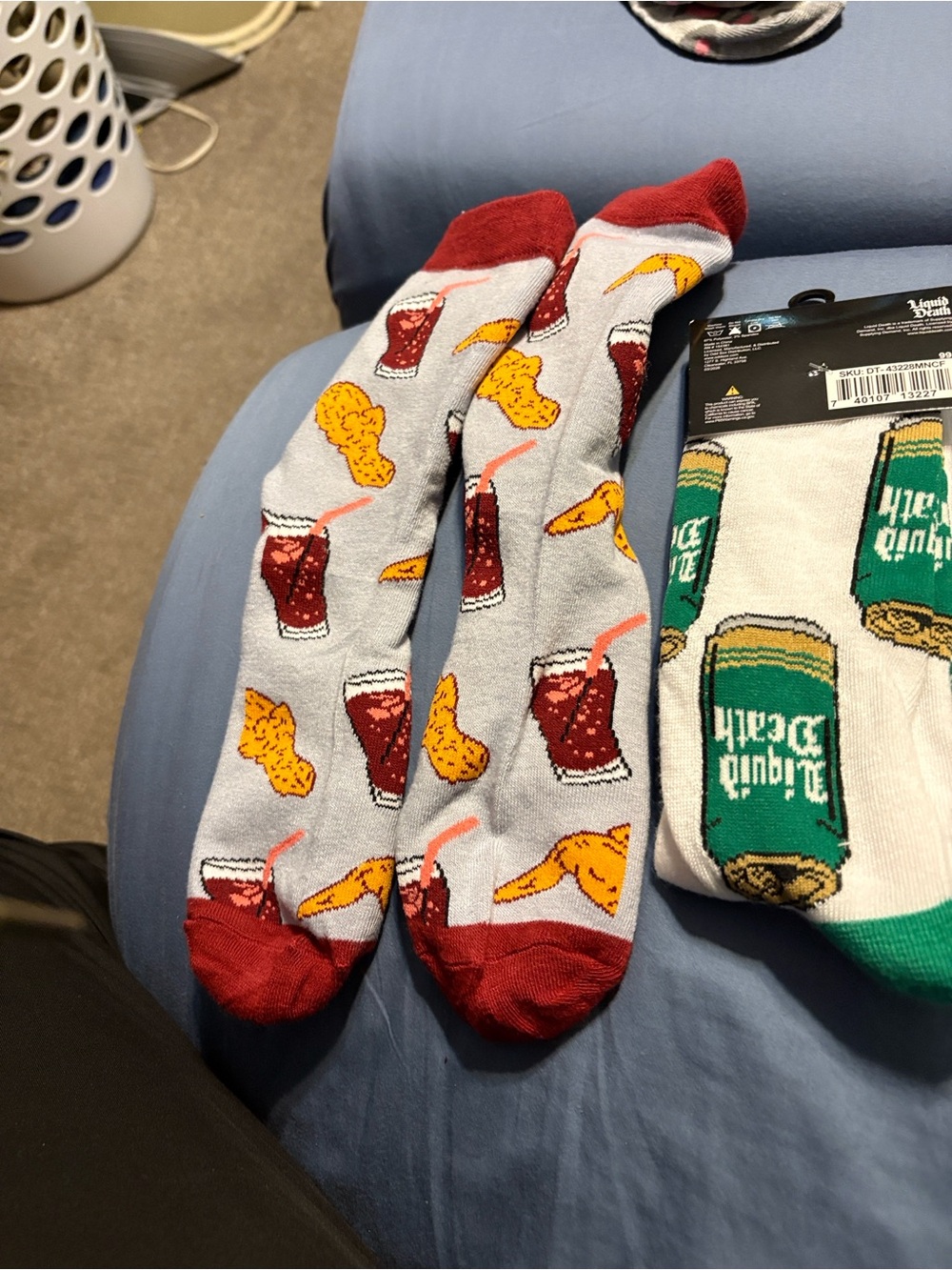 men’s socks Liquid Death and If you can read this bring some drinks for me socks